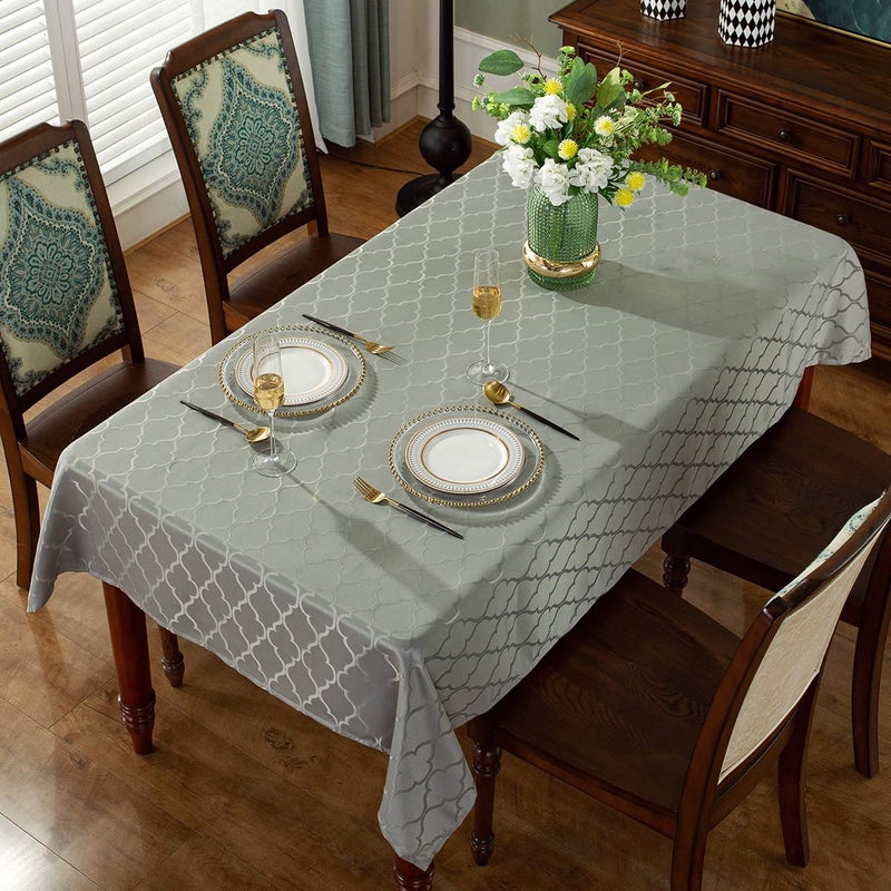 SASTYBALE Jacquard Tablecloth Flower Pattern Polyester Table Cloth Spill Proof Dust-Proof Wrinkle Resistant Table Cover for Kitchen Dining Tabletop Decoration (Rectangle/Oblong, 60" x 84" (6-8 Seats),Gray) - Image 3